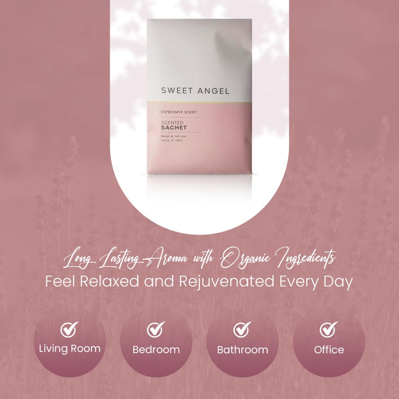 Expressive Scent 6 Pack Sachet (Sweet Angel) Long Lasting Home Fragrance for Drawers Dressers Closets Cars Kitchen - Image 4
